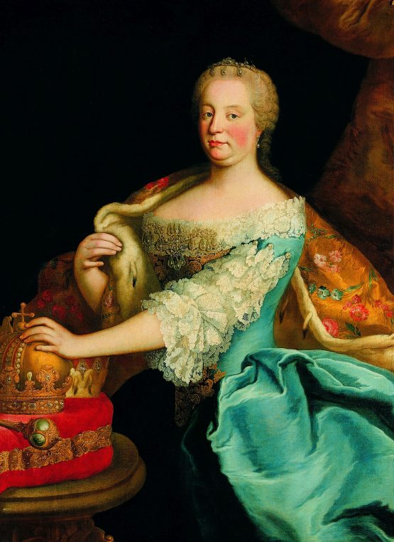 Maria Theresia als Herrscherin mit Zepter, Erzherzogshut und Hauskrone. Ölgemälde von Martin van Meytens (zugeschrieben), um 1745