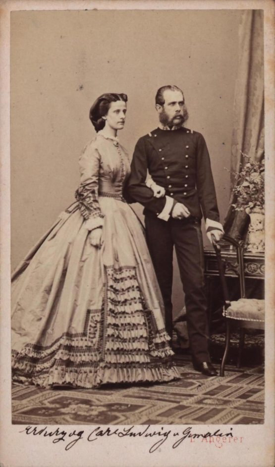 Archduke Charles Louis of Austria (1833-1896) and his second wife Maria Annunziata of Bourbon Sicily, Archduchess of Austria (1843-1871), 1862 (c)Wien Museum Inv# 103431/904, CC0, Ludwig Angerer (photographer).